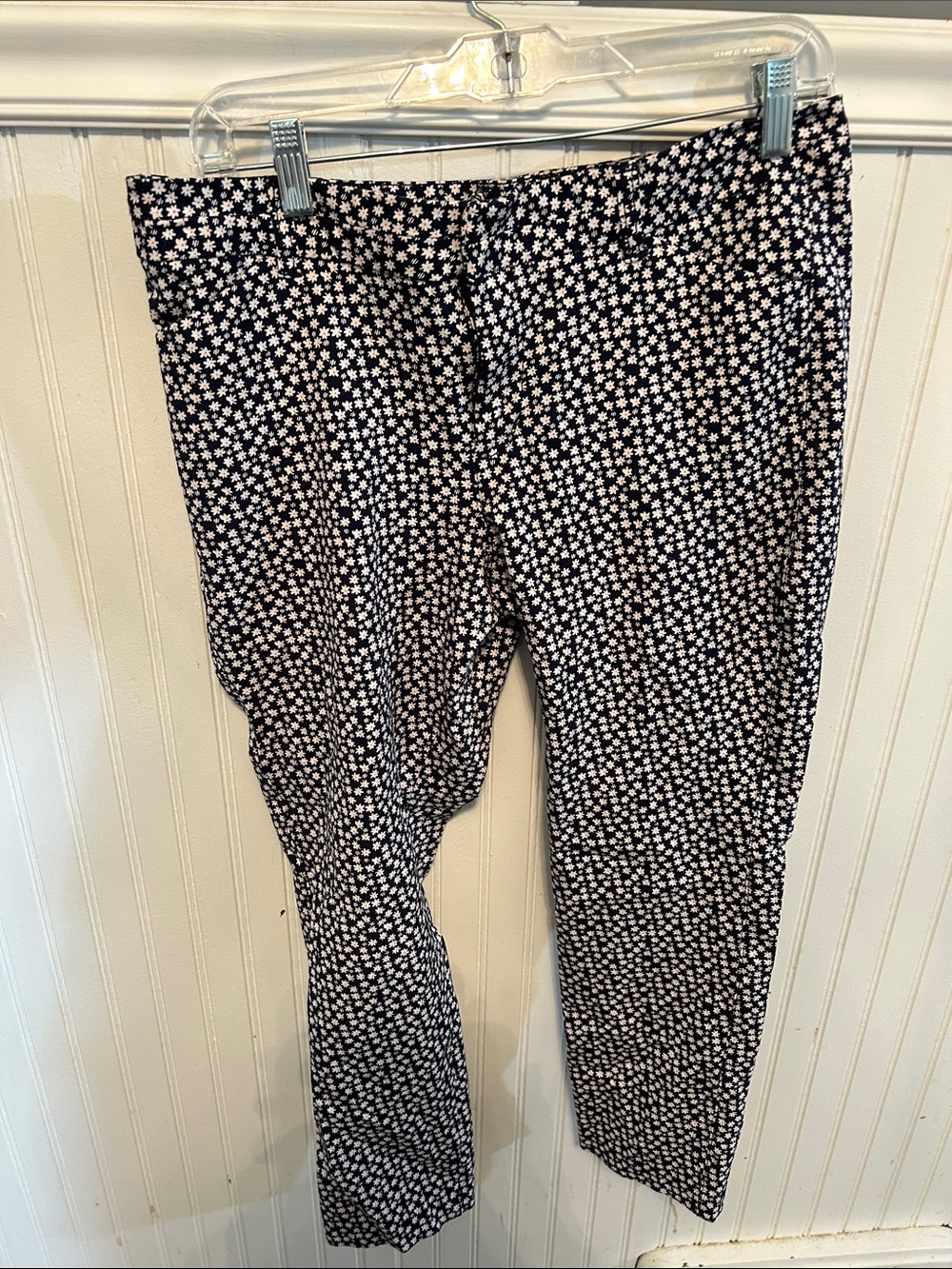 GAP Navy Pants with White Floral Print and Red Centers